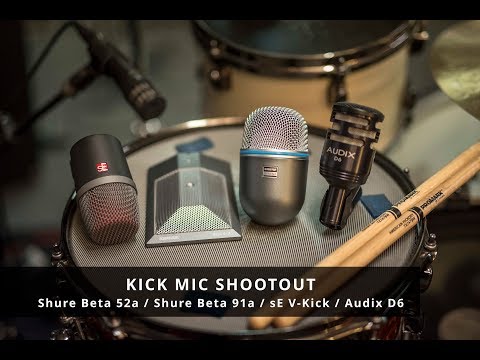 Kick Mic Shootout // Shure Beta 52a vs Shure Beta 91a vs sE V-Kick vs Audix D6  // No Talking