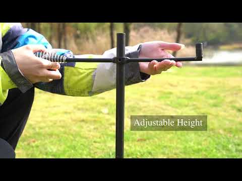 REDCAMP Swivel Campfire Grill Steel Grate With Carrying Bag For Outdoor Cooking,Adjustable Height