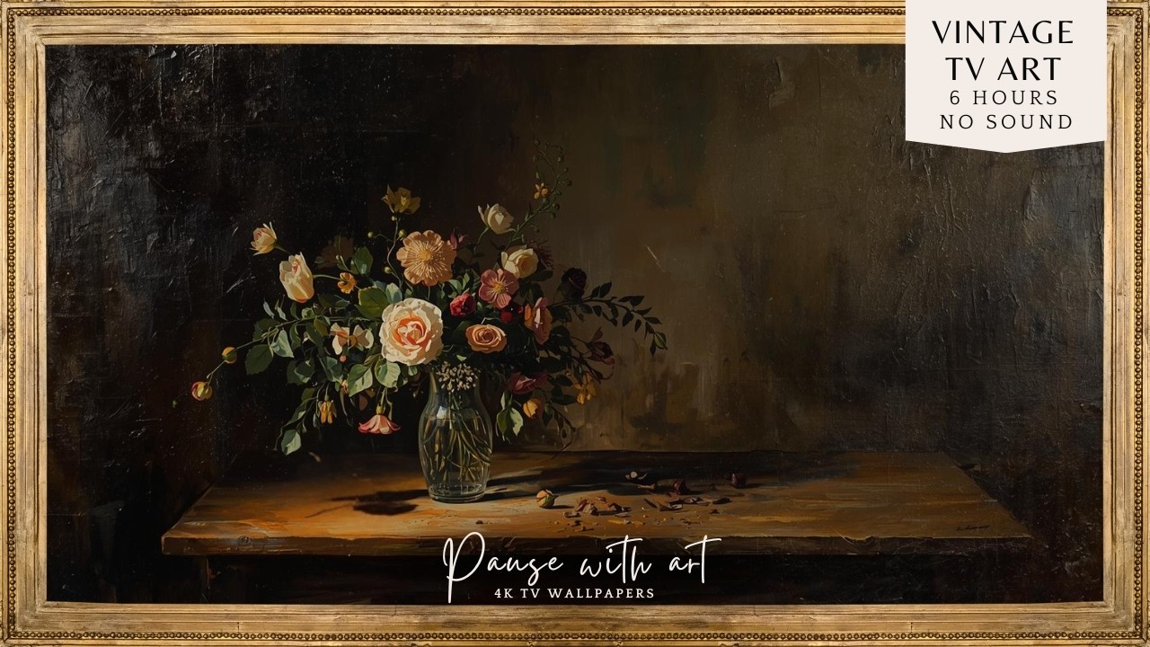Vintage Frame TV Art Spring Colors Background for TV | Easy Home Decor Wallpaper | Floral Still Life