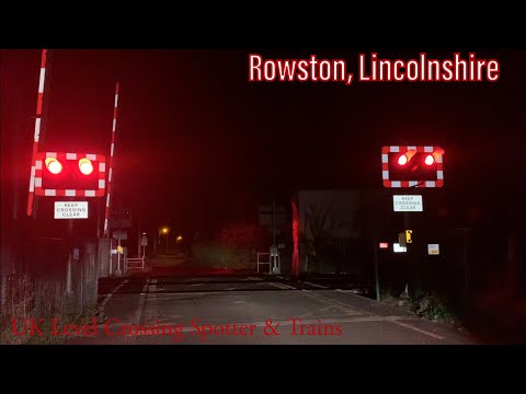 Late Night Freight Train at Rowston Level Crossing, Lincolnshire