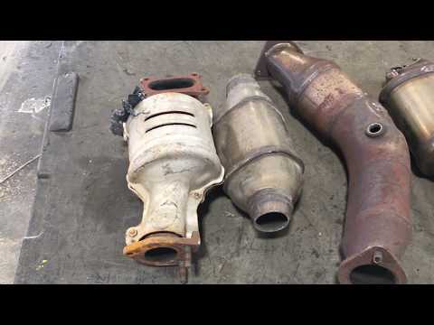 Part of a video titled Identifying Scrap Catalytic Converters - Mercedes, Ford, and More