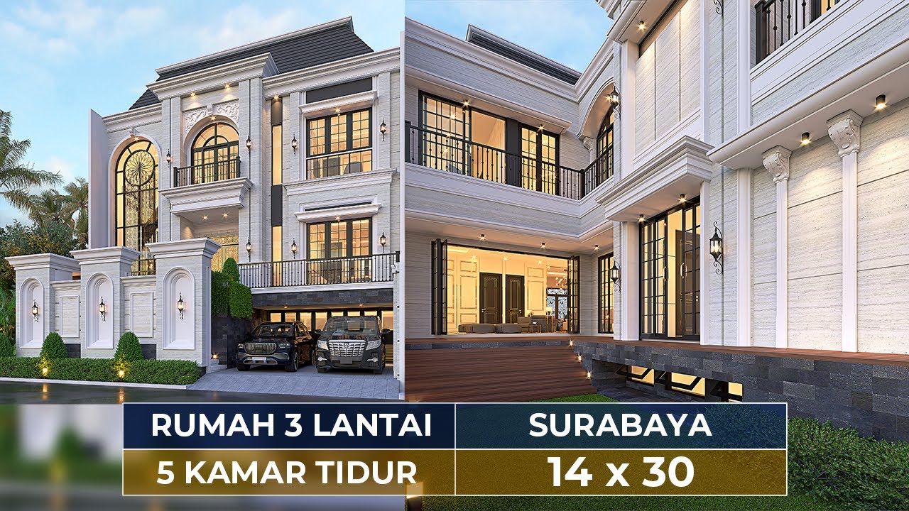 Video 3D Desain Rumah Klasik 3 Lantai Ibu Kartika - Surabaya