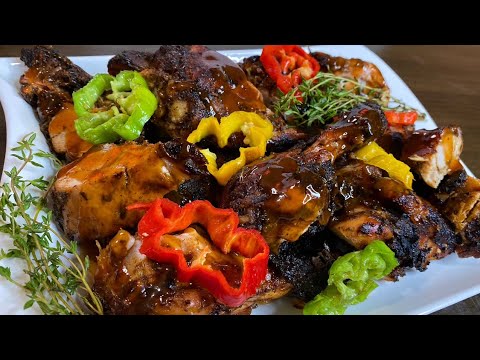 JERK CHICKEN, slowly cook into a Jerk Pan, Jamaican Authentic Flavors!