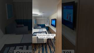 Oceanview cabin 4381 aboard Carnival Jubilee ￼#cruise #carnivaljubilee #oceanview #roomtour