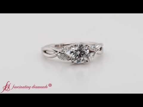 Twisted Round Cut Diamond Engagement Ring In White Gold