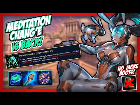 NEW MEDITATION UPGRADE&NEW STAFF OF MYRDDIN=NO COOLDOWNS! - Smite PTS Chang'e solo