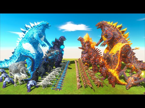 EVOLUTION of GODZILLA 2014 Ice Frostbite VS Fire Lava Itself - Animal Revolt Battle Simulator