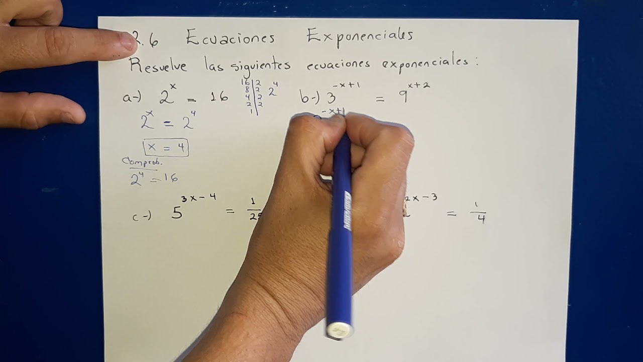 2.6 Ecuaciones Exponenciales literales a, b, c, d