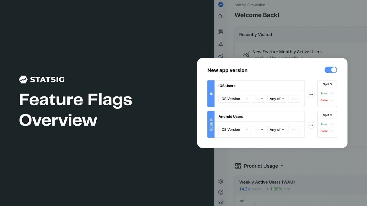 Statsig feature flags interface showing percentage rollout configuration
