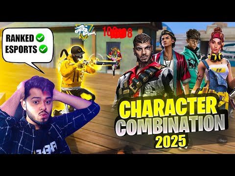 World Best Players using " BEST CHARACTER COMBINATION 2025 " IN FREE FIRE 🔥 New FF Character Combo 💪