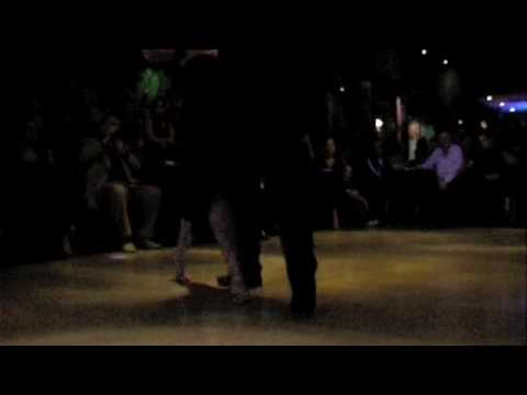  Fabian Peralta  and  Virginia Pandolfi  are  dancing  to  the  tango  "  Cantando  "