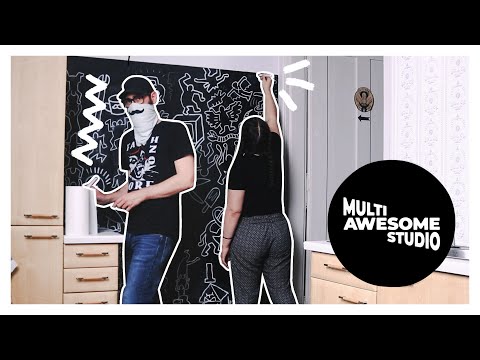 Keith Haring inspired kitchen mural