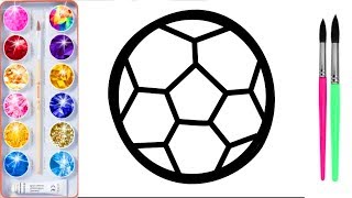 Glitter Soccer ball , football coloring pages Learn Colors for kids  | Moo Art