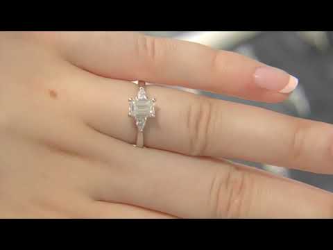 1.31ct Emerald & Pear Cut Trilogy Diamond Engagement Ring MD014