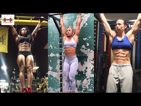 【Abs Workout】They're insane!!! 6 Pack Abs Girls Hanging Leg Raise