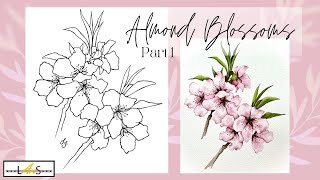 STUNNING Step-by-Step Almond Flower Blossom Pencil Drawing Outline for Painting! Part 1 of 2