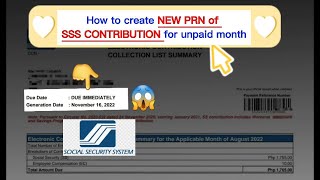 how to create new prn contribution for unpaid applicable months || SSS || Employer