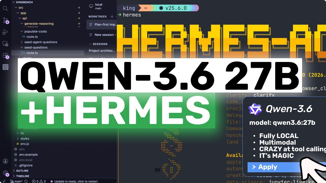 Qwen 3.6 27B + Hermes,OpenCode,OpenClaw: THIS IS SO GOOD! The BEST LOCAL AI CODER!