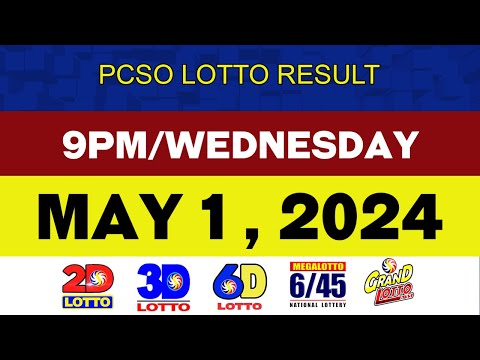 Lotto Result Today MAY 1 9pm Ez2 Swertres 2D 3D 4D 6/45 6/55 PCSO