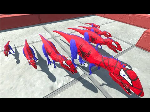 SUPERMAN SPINOSAURUS VS SPIDERMAN CARCHAR FAMILY DEATH CLIMB - Animal Revolt Battle Simulator