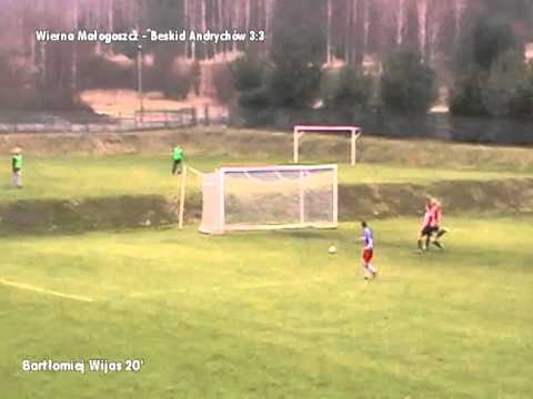 Wierna Małogoszcz - Beskid Andrychów 3:3. Bramki z meczu. 23.03.2014