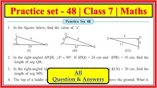 Practice set 48 class 7 math | pythagoras theorema | chapter 13 | Maharashtra state board #class7th