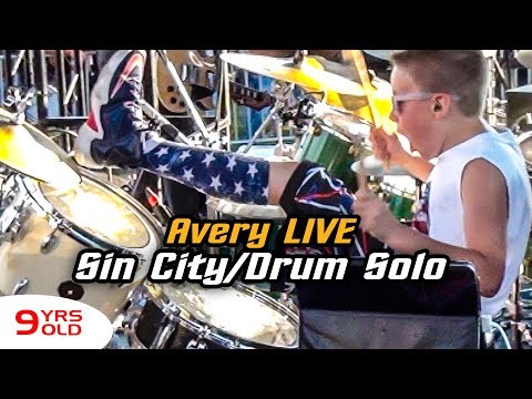 Sin City & Drum Solo (LIVE) Song Cover (9 year old Drummer) Avery Drummer Molek - Big Jack