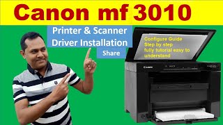 How to Install/Configure/Share Canon MF3010 Printer/Scanner in Windows 10 | Canon MF3010 Printer
