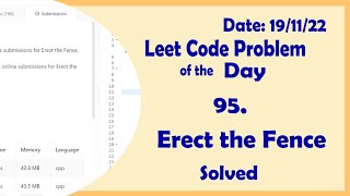 YouTube video '587 || Erect the Fence || Leetcode Daily Challenge'