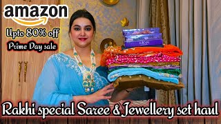 Amazon Fashion prime sale upto 80% off Rakhi special Saree & Jewellery set haul @PoojaRikichoyal