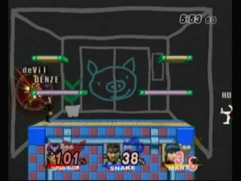 Brawl+: Falcon (HOLMS) vs Snake (DENZE) vs Marth (deVil)