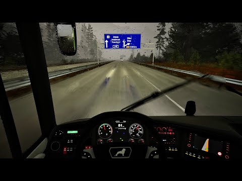 Relaxing Bus Driving in the Rain | MAN Lion's Coach | Fernbus Simulator - Gameplay 4K