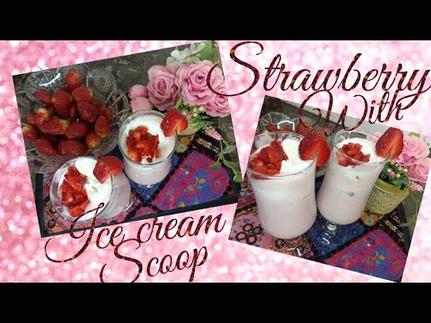 Shake With Ice Cream Scoop /Strawberry Milkshake / Strawberry Chunks