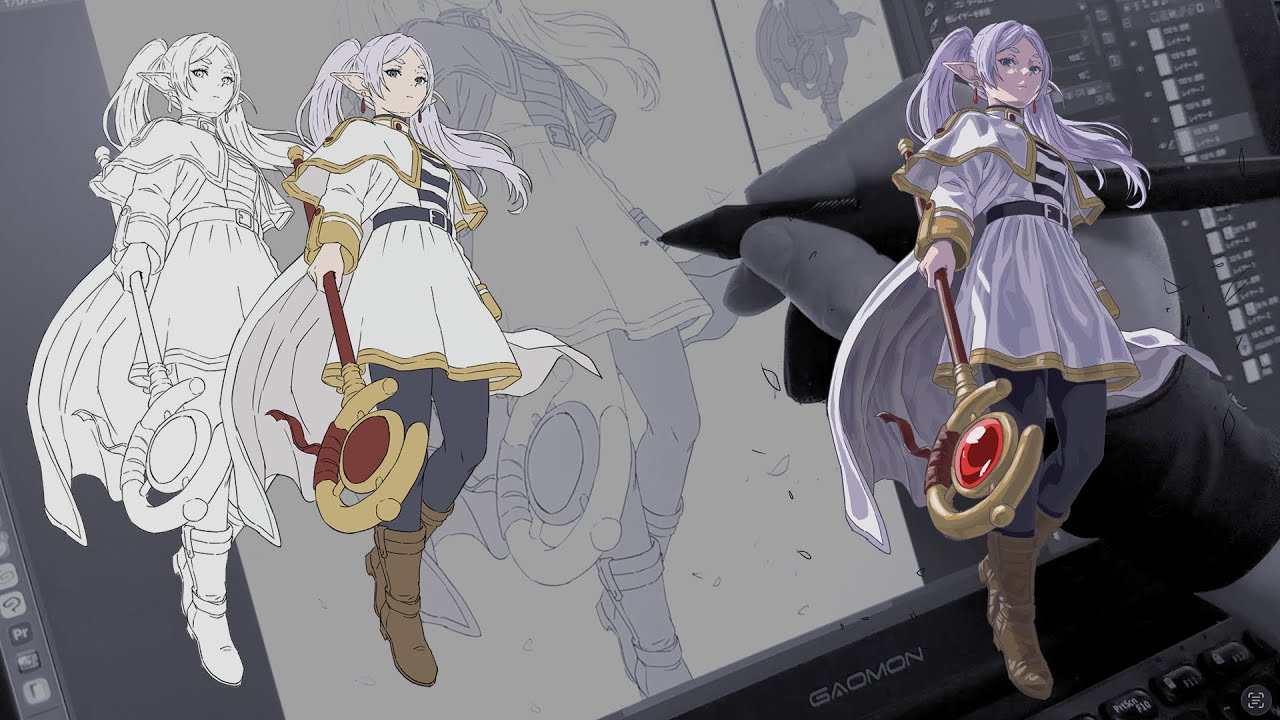 【GAOMON Pro19】フリーレン😍😍4Kの大画面で描いてみた | Drawing Frieren