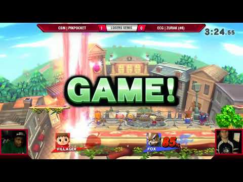 VS Weekly 7/12/18 - Losers Qtrs - CSM | PikPocket (Villager) vs ECG | Zurak (Fox) - Smash 4