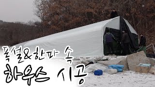 폭설&한파 겨울왕국에서 하우스 시공 영상_Full 영상 #비닐하우스 #폭설 #한파