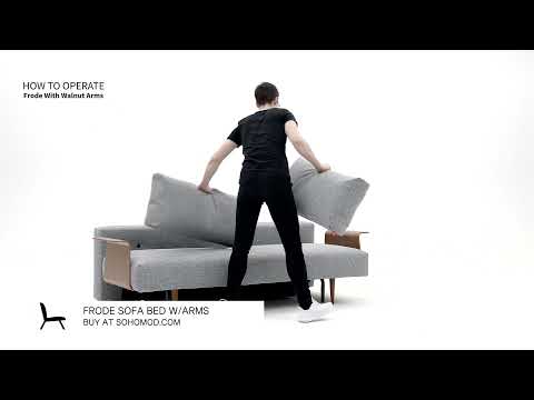 Frode Fabric Sofa Bed w/Walnut Arms by Innovation Living Furniture