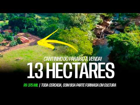 Cantinho do Paraíso à venda! 13 hectares de área utilizável, toda cercada, R$ 375 MIL