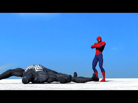 Spiderman fights Venom and Colourful AI Team - Active Ragdoll Physics