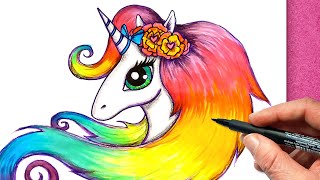 איך לצייר חד קרן 🦄 חמוד ופשוט מהמם! ציור למתחילים 💖 2020