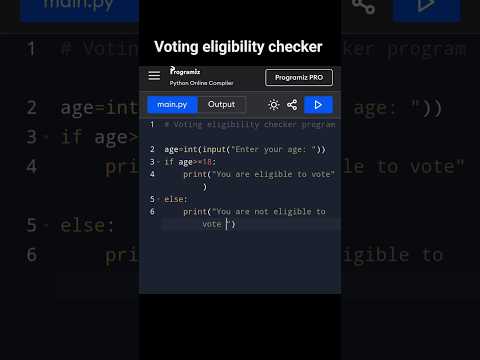 Python Tutorial Check Eligible For Vote Or Not If Else In Python Python Programming In Python