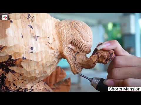Carving venom shape from wood #amazingwork #woodenwork #venomshape