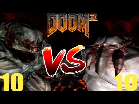 10 MANCUBUS vs 10 HELL KNIGHT - DOOM 3 Monster Infighting