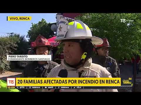 Incendio en Renca dejó a más de 20 afectados y un bombero lesionado