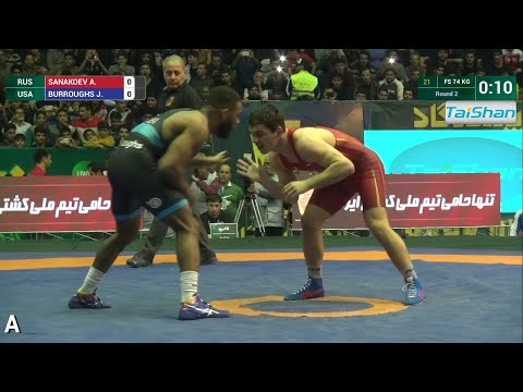 Round 2 FS - 74 kg: J. BURROUGHS (USA) df. A. SANAKOEV (RUS), 10-1