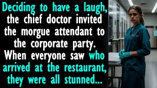 Deciding to have a laugh, the chief doctor invited the morgue attendant to the corporate party...
