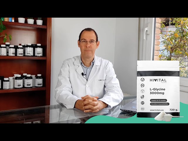 Vídeo relacionado con Glicina 3000 mg por dosis. 720 g. por pack para 8 meses de tratamiento. Aminoácido L-Glicina pura, 100% vegana. Fabricado en España por HIVITAL