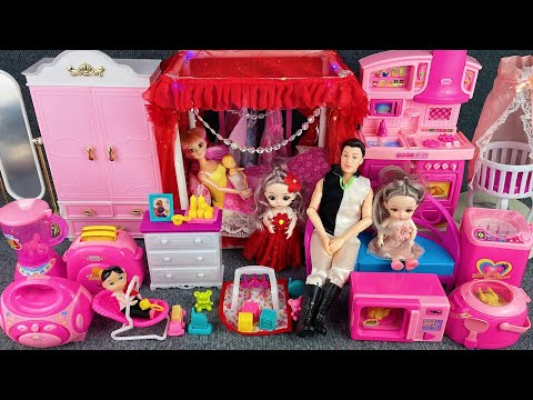 13 Minutes Satisfying with Unboxing Barbie Fancy Dress Bed & Wardrobe Toys Set Review | ASMR 