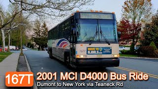 NJ Transit 167T Bus Ride (Evening): 2001 MCI D4000 7577 from Dumont to New York