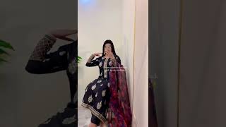 Black Viscose Raw Silk Embroidered Kurta Set with Dupatta - Video 2